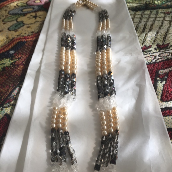 COLDWATER CREEK PEARL & CRYSTAL NECKLACE - Picture 1 of 6